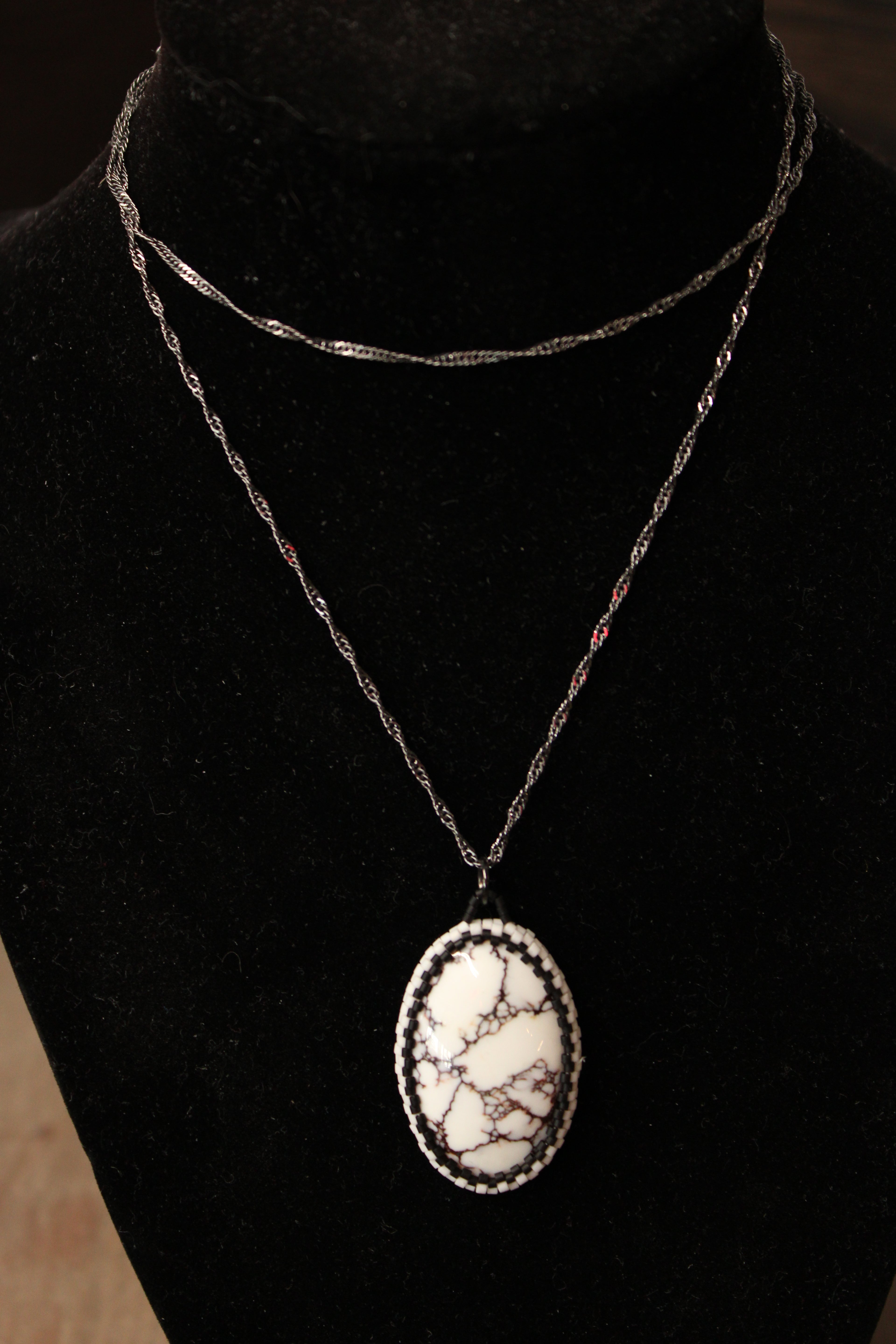 White Horse Magnesite Pendant Necklace