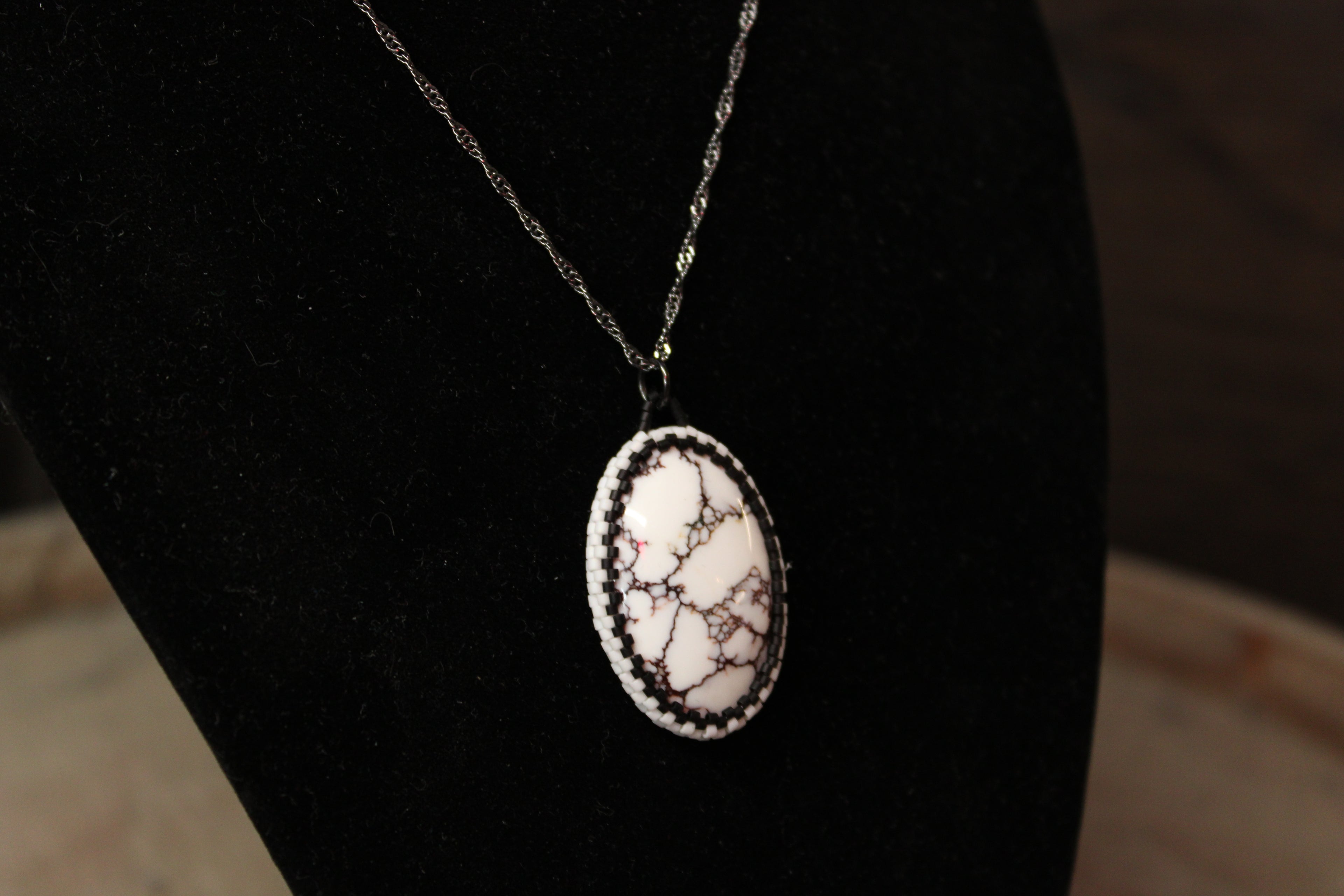 White Horse Magnesite Pendant Necklace