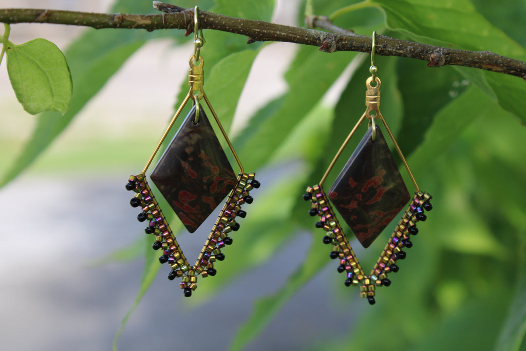 Open Diamond Jasper Earrings