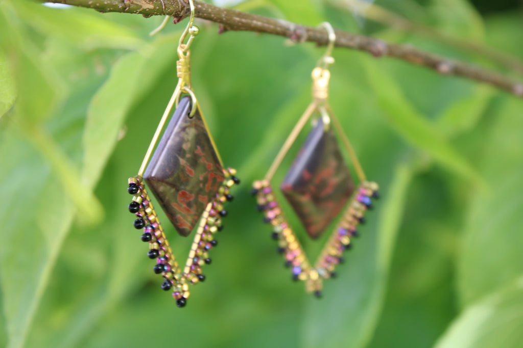 Open Diamond Jasper Earrings