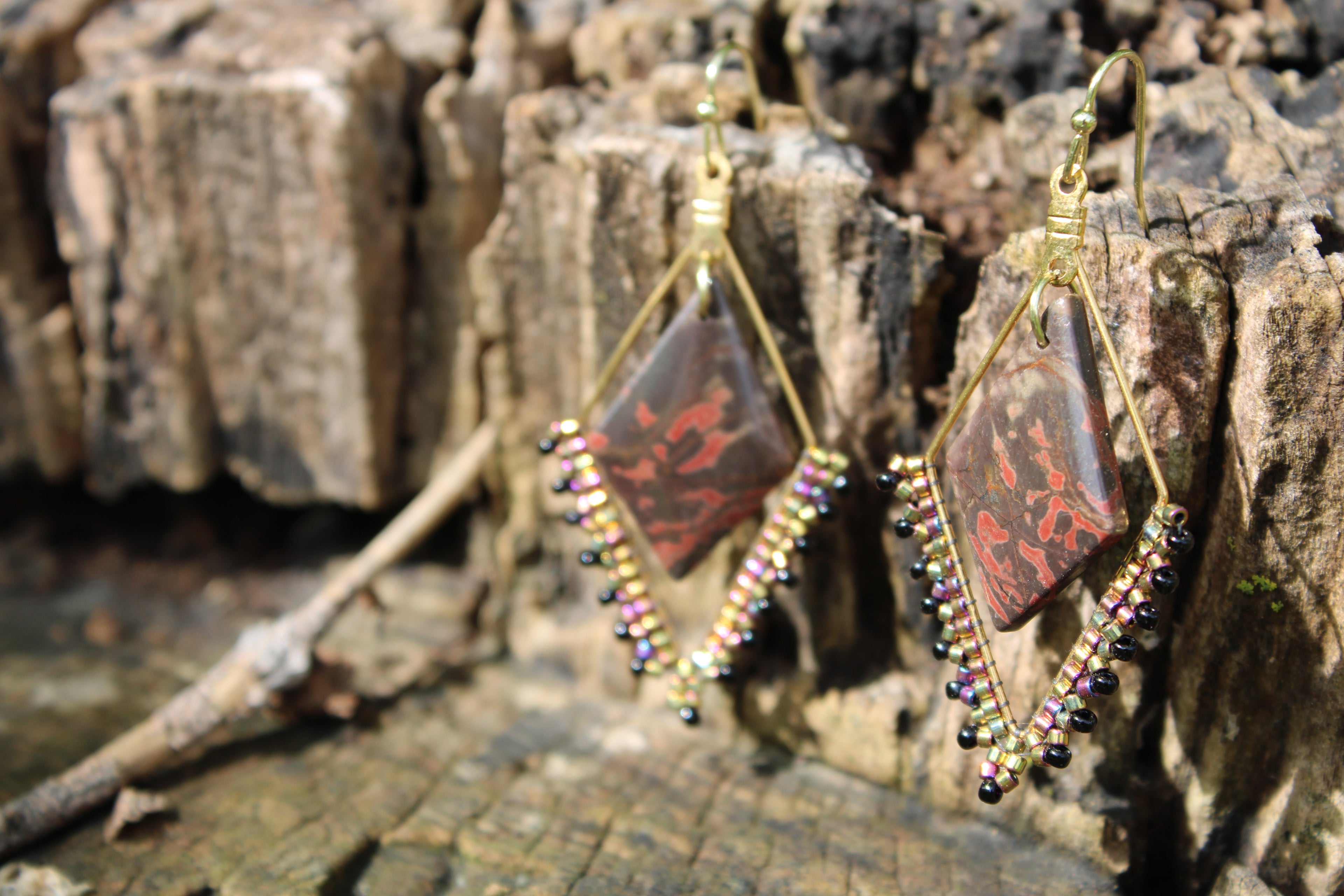 Open Diamond Jasper Earrings