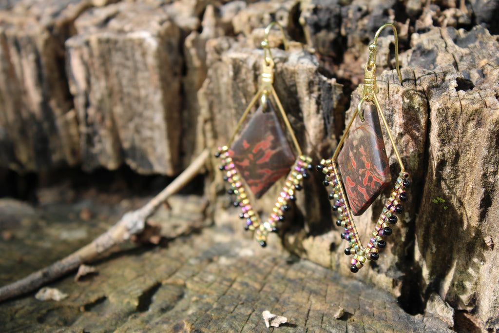 Open Diamond Jasper Earrings