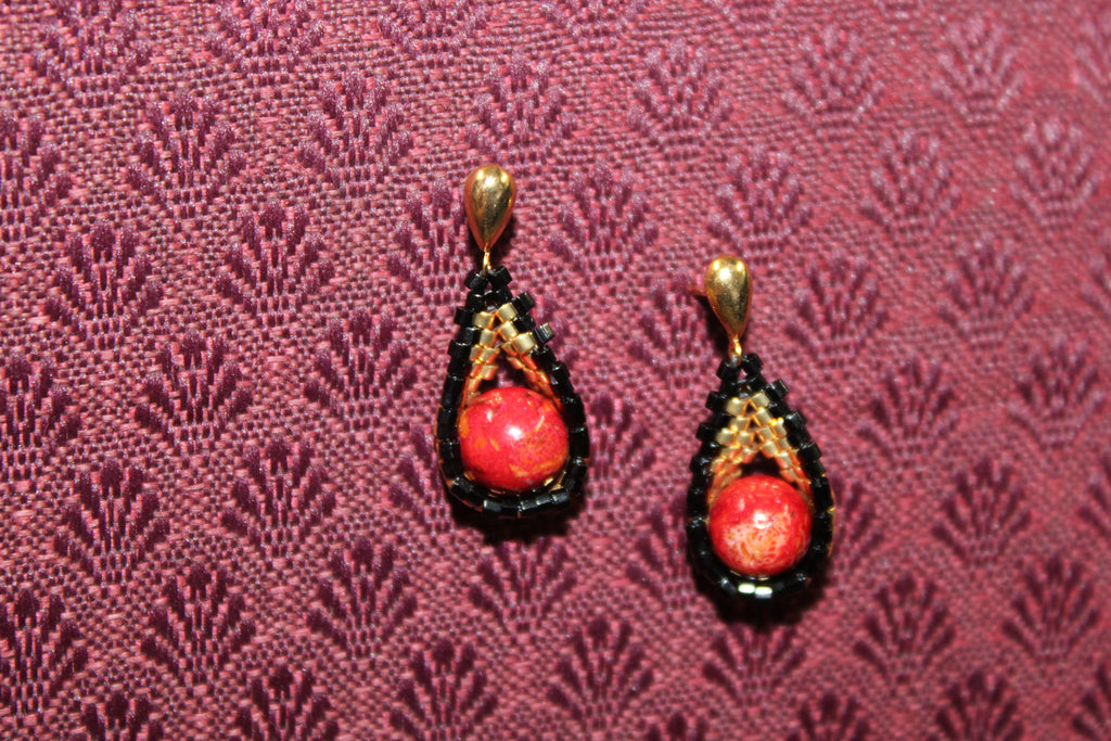 Red Dyed Jasper Drop Earrings