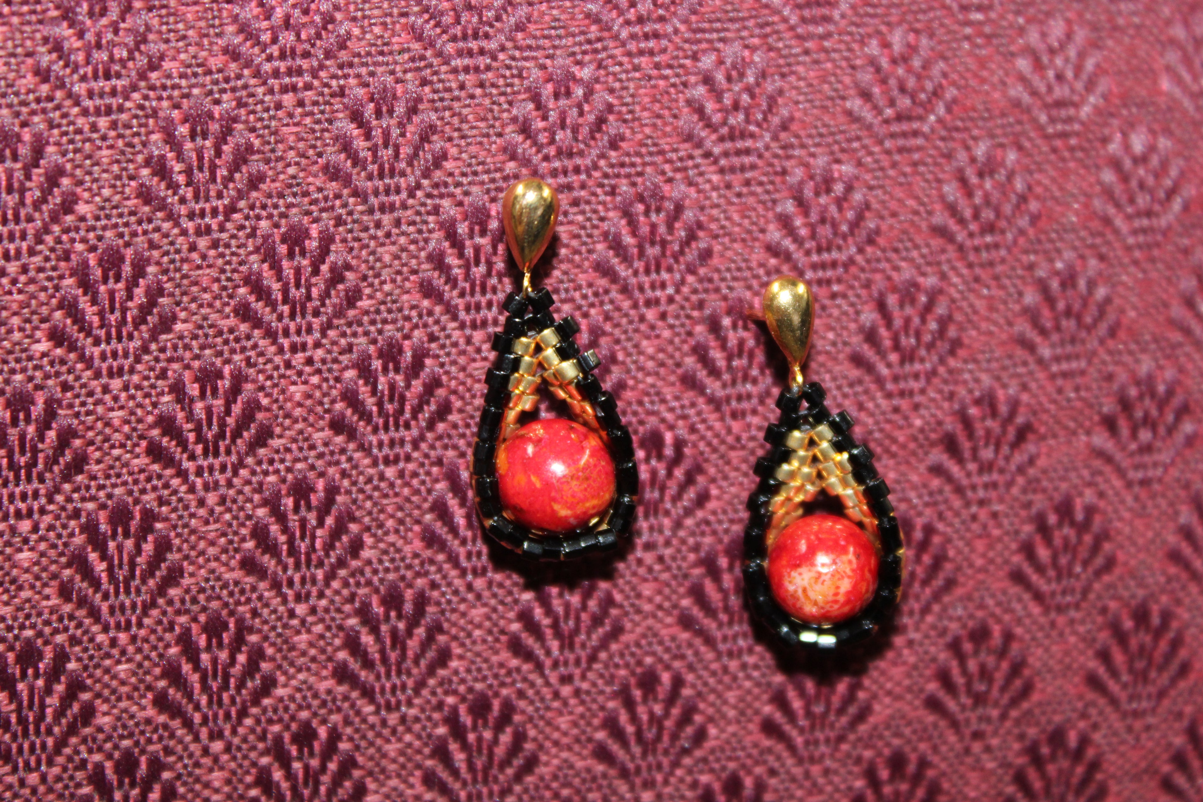 Red Dyed Jasper Drop Earrings