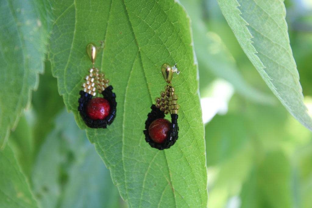 Red Dyed Jasper Drop Earrings