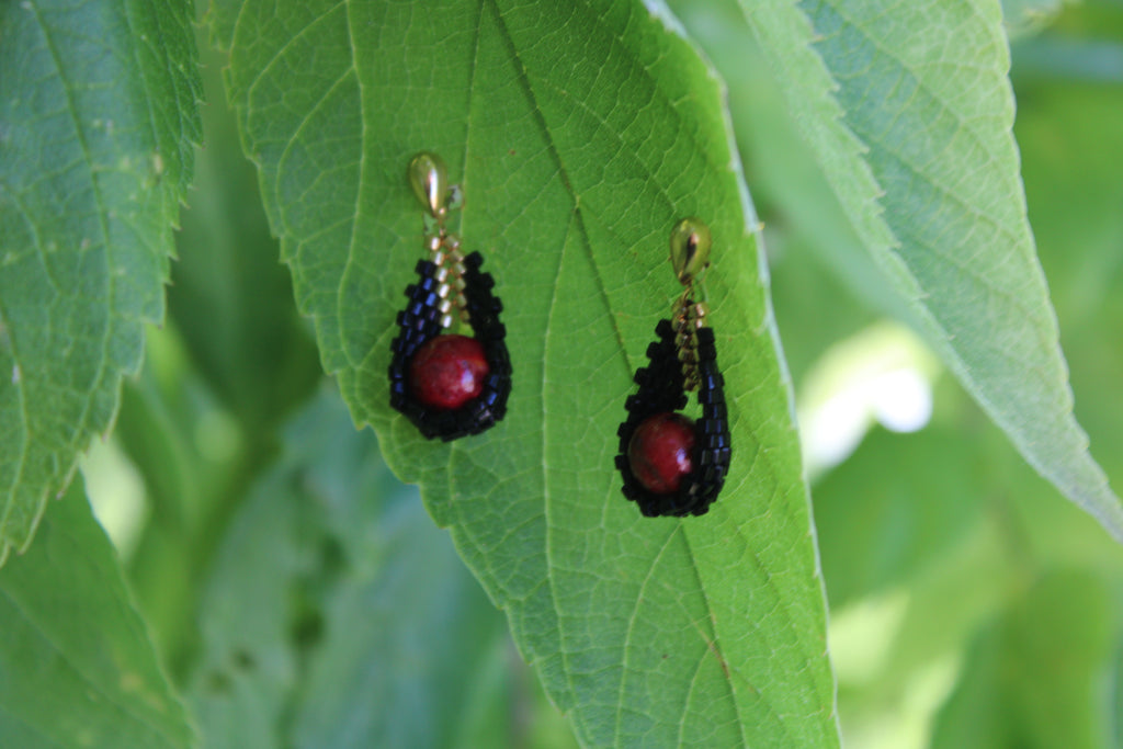 Red Dyed Jasper Drop Earrings