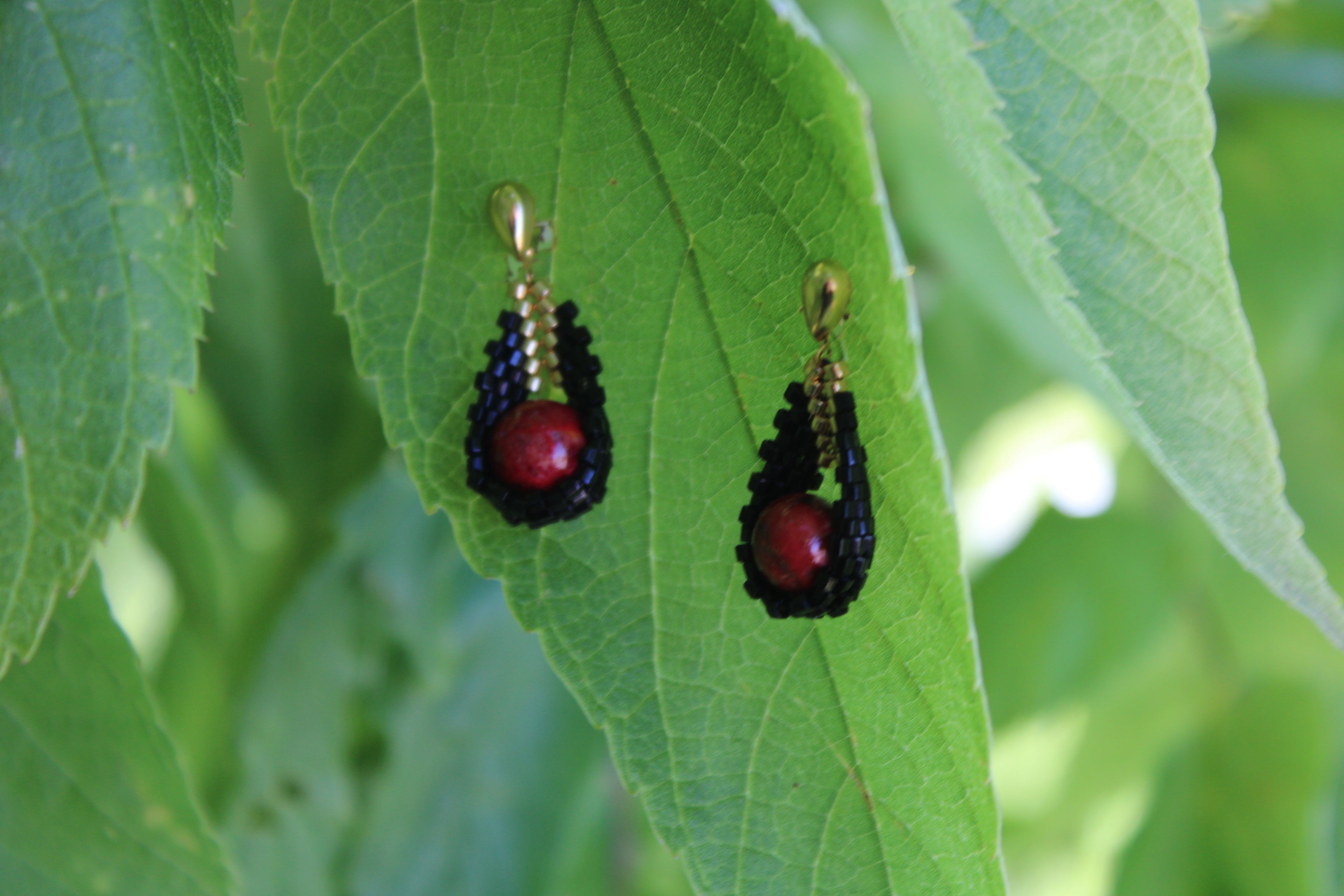 Red Dyed Jasper Drop Earrings