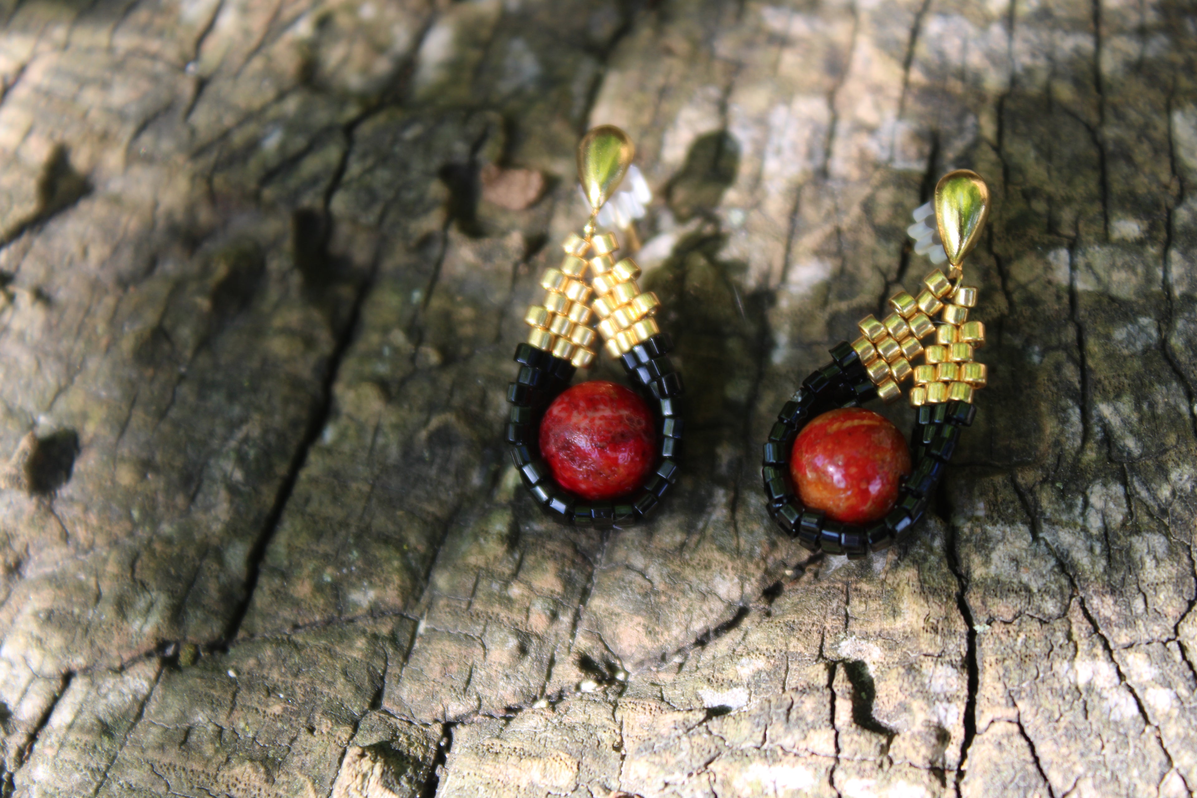 Red Dyed Jasper Drop Earrings
