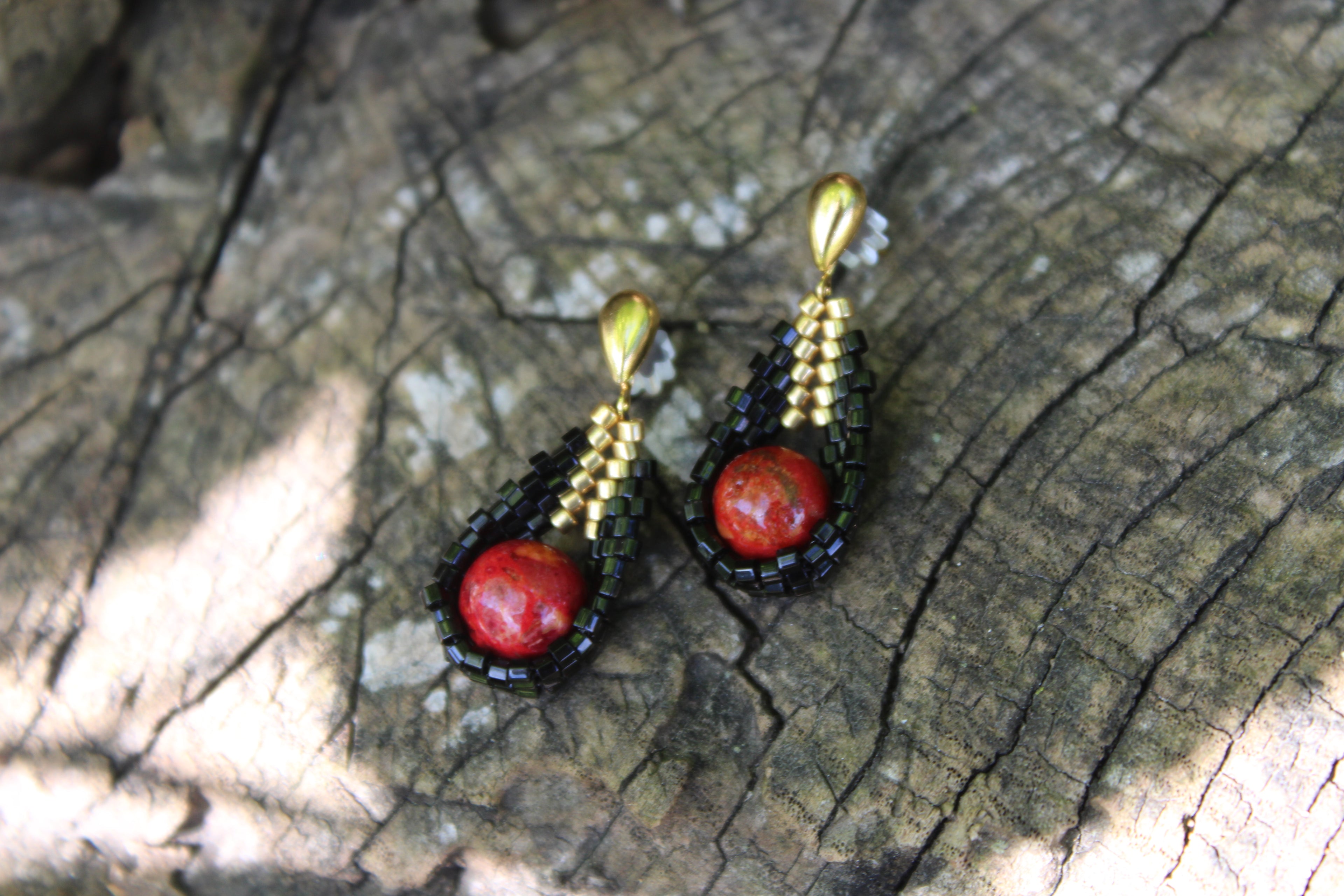 Red Dyed Jasper Drop Earrings