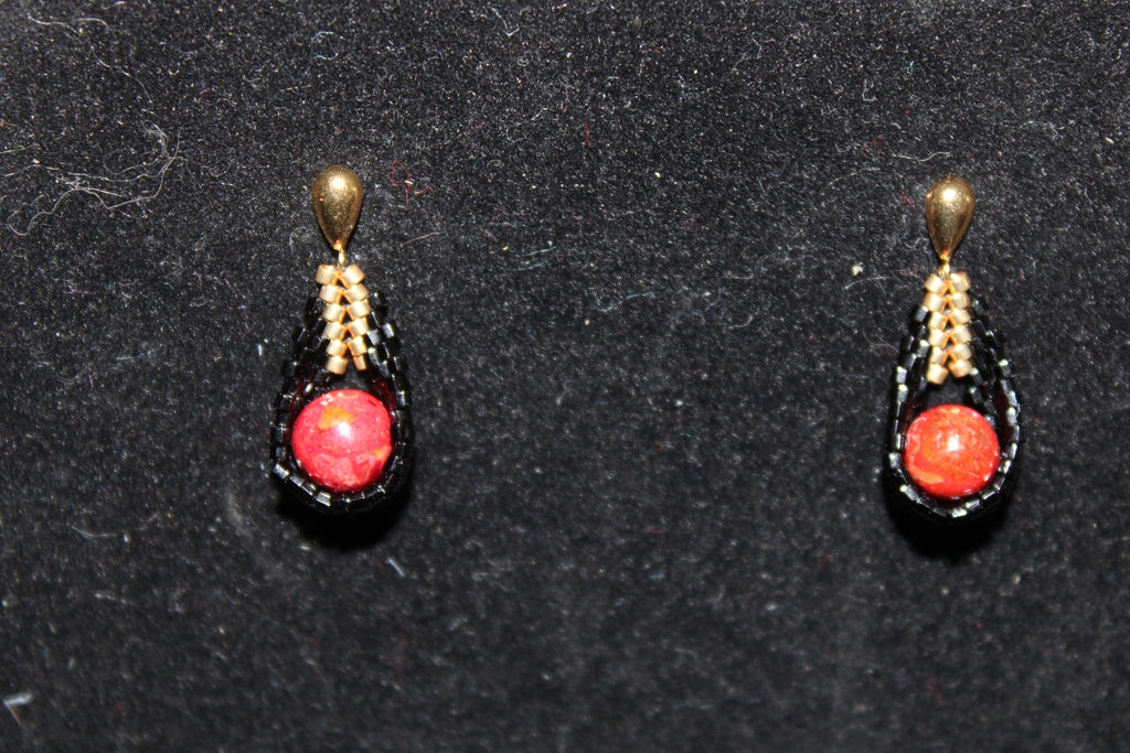 Red Dyed Jasper Drop Earrings