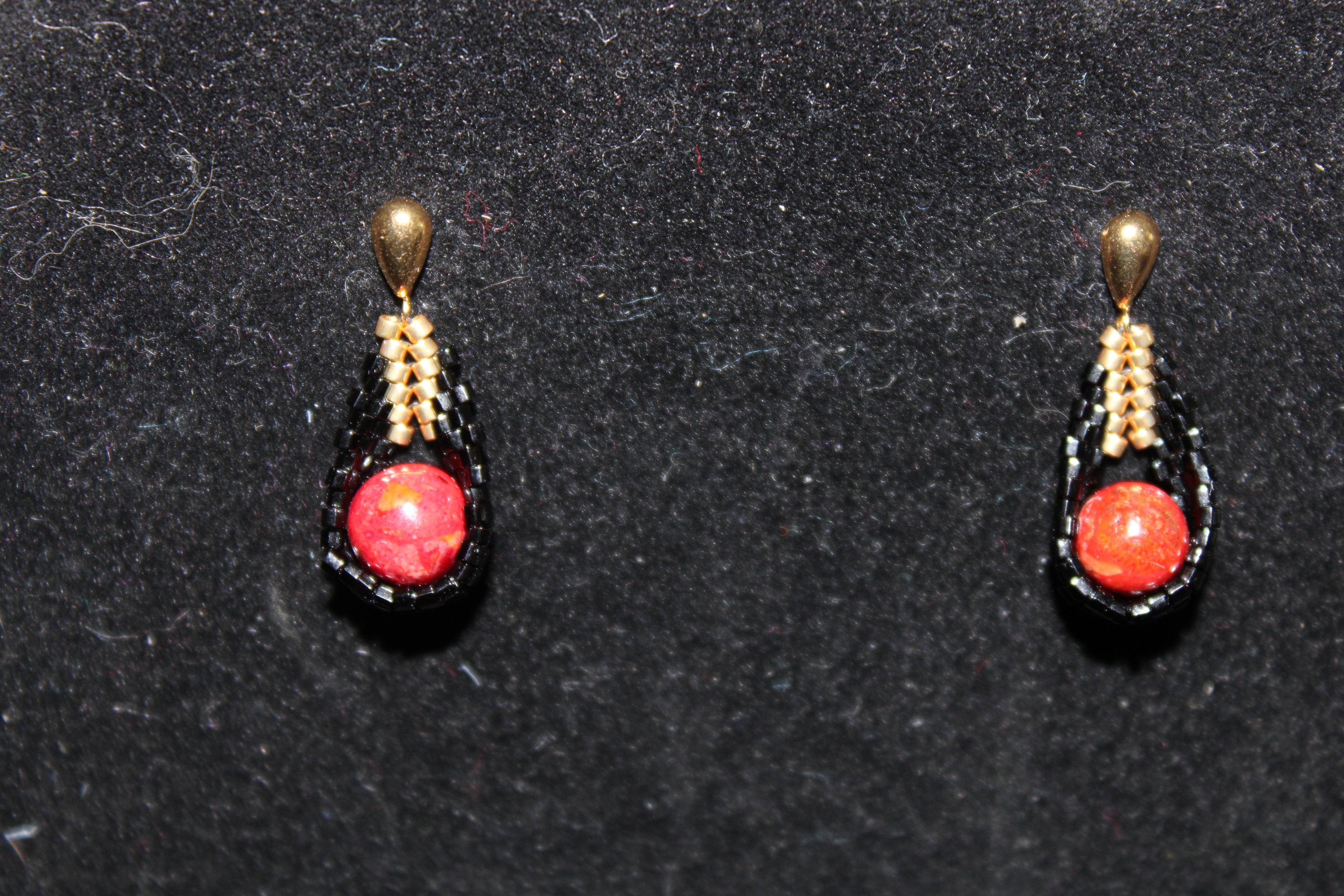 Red Dyed Jasper Drop Earrings