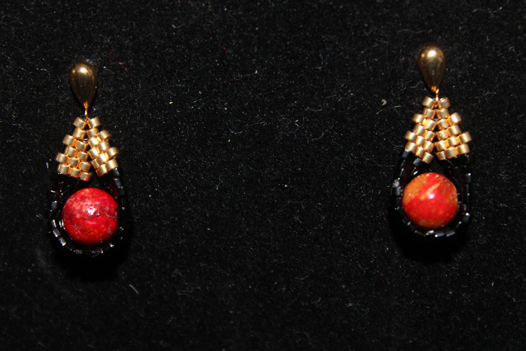 Red Dyed Jasper Drop Earrings
