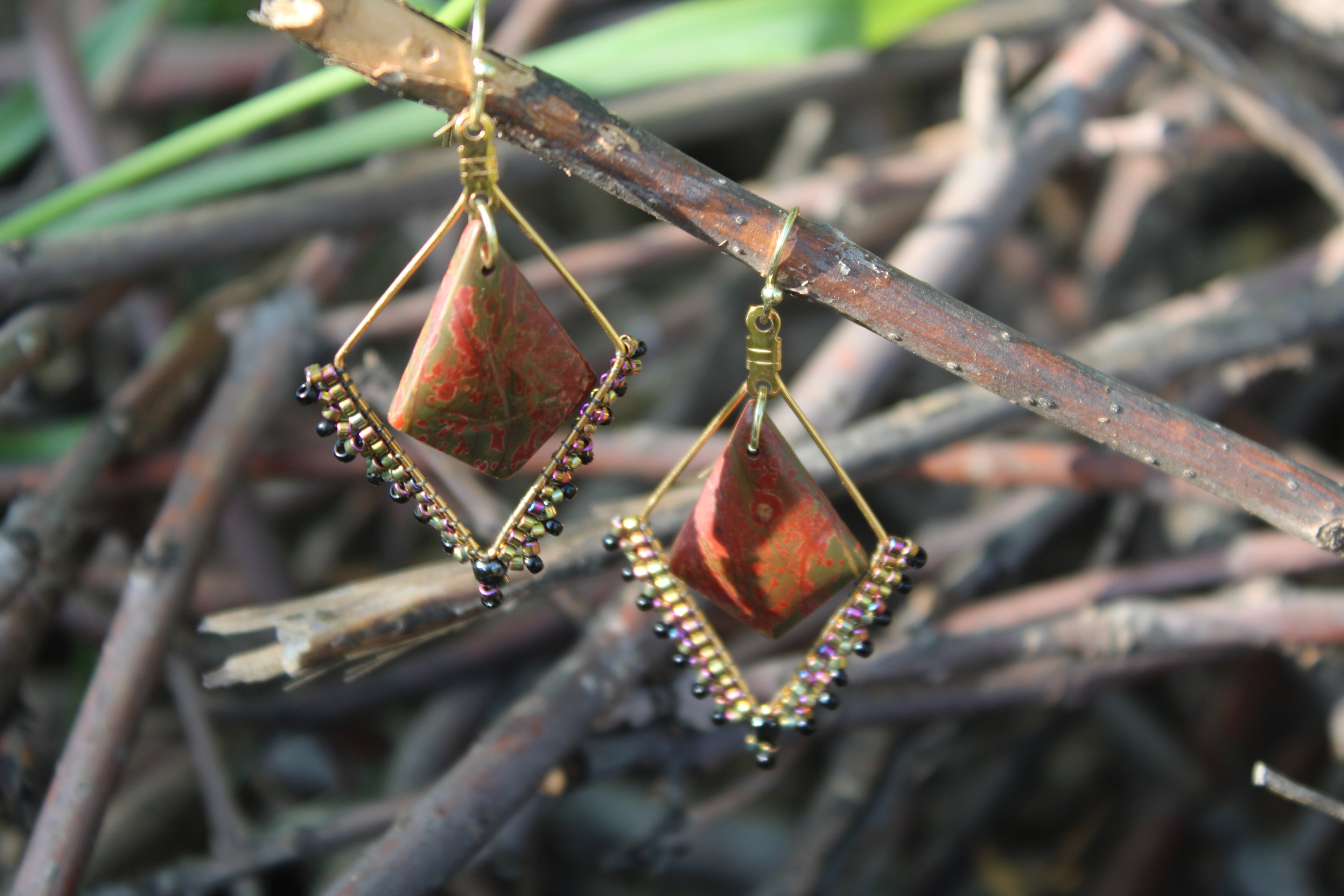 Open Diamond Jasper Earrings