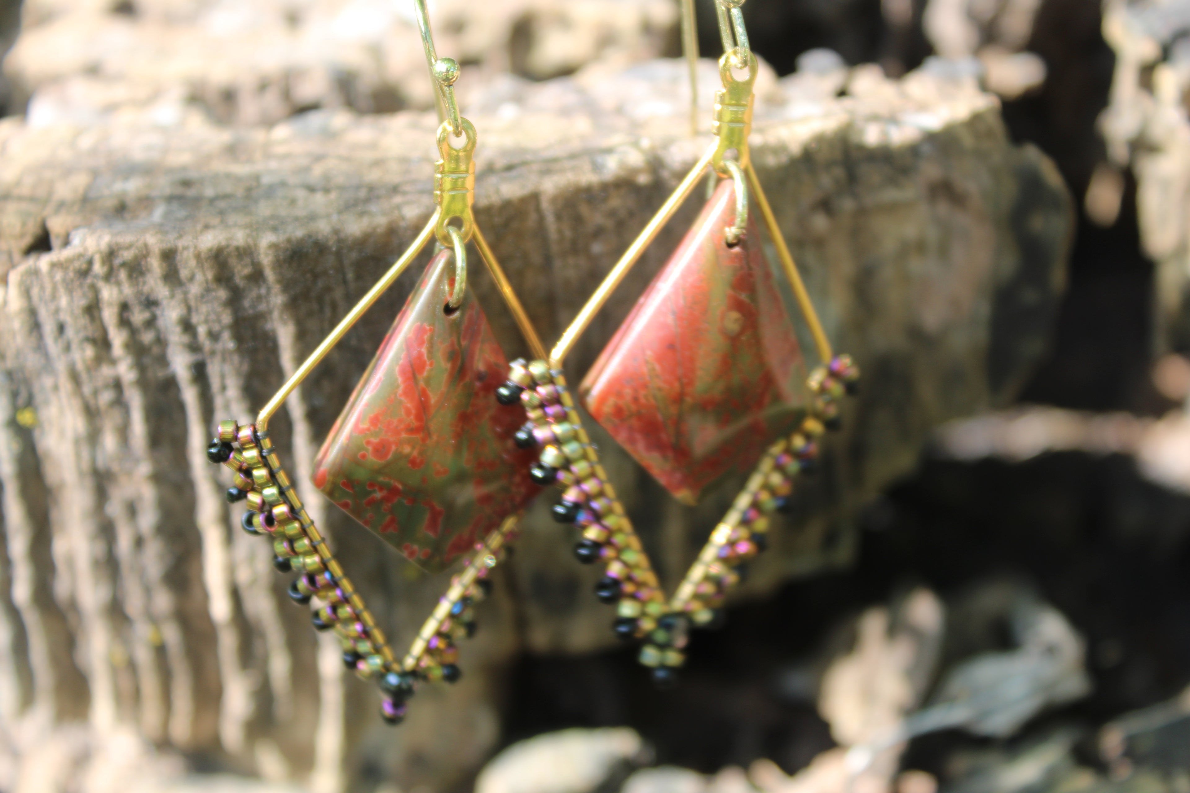 Open Diamond Jasper Earrings