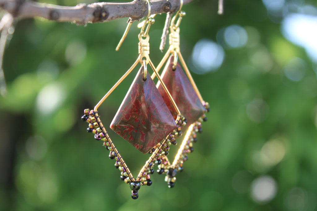 Open Diamond Jasper Earrings