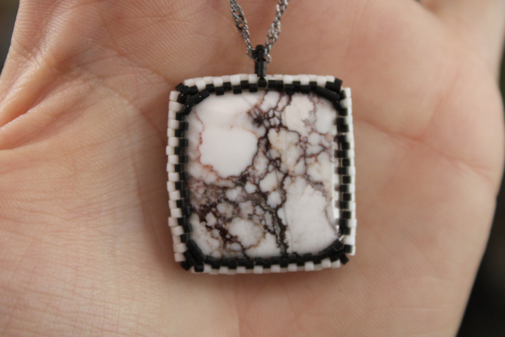 White Horse Magnesite Pendant Necklace