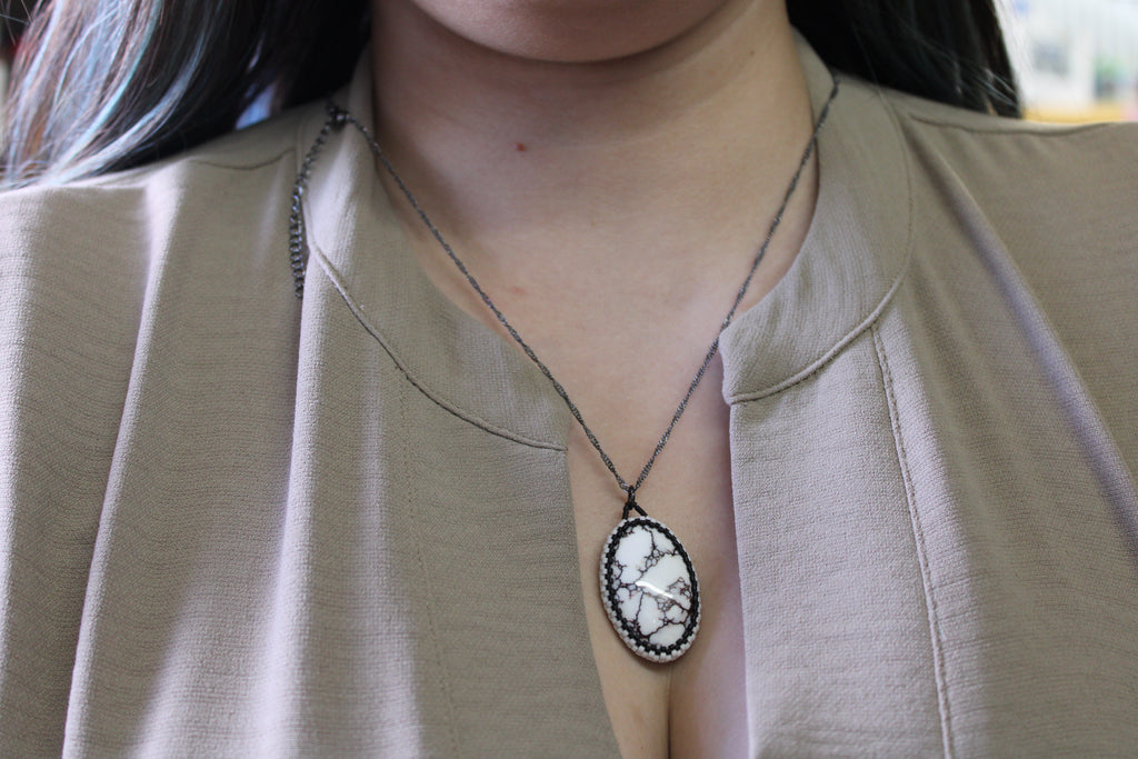 White Horse Magnesite Pendant Necklace