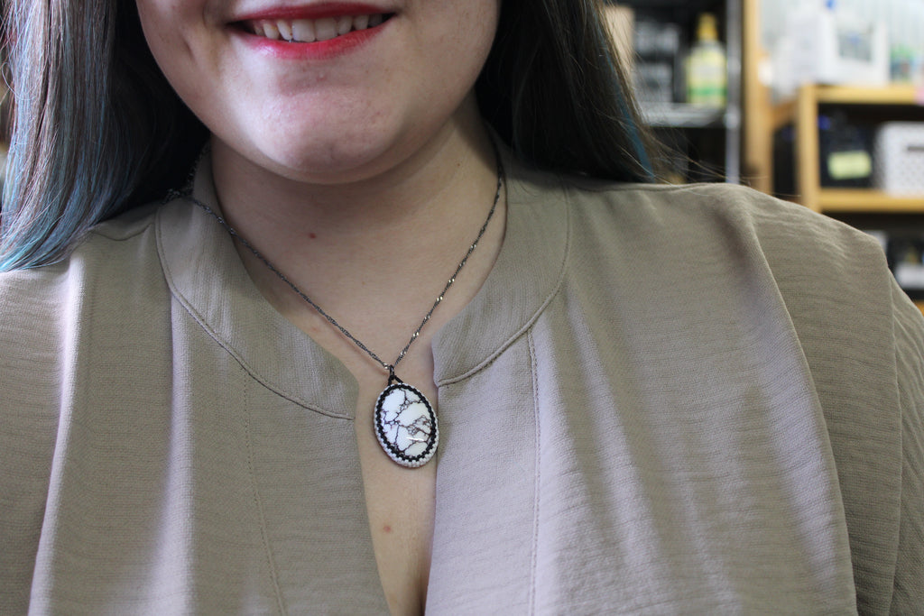 White Horse Magnesite Pendant Necklace
