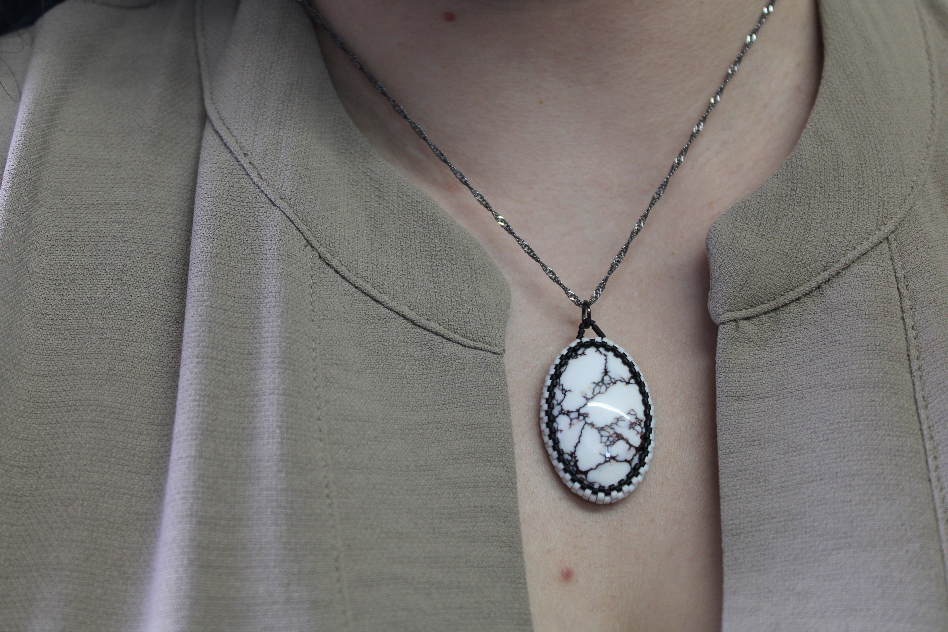 White Horse Magnesite Pendant Necklace