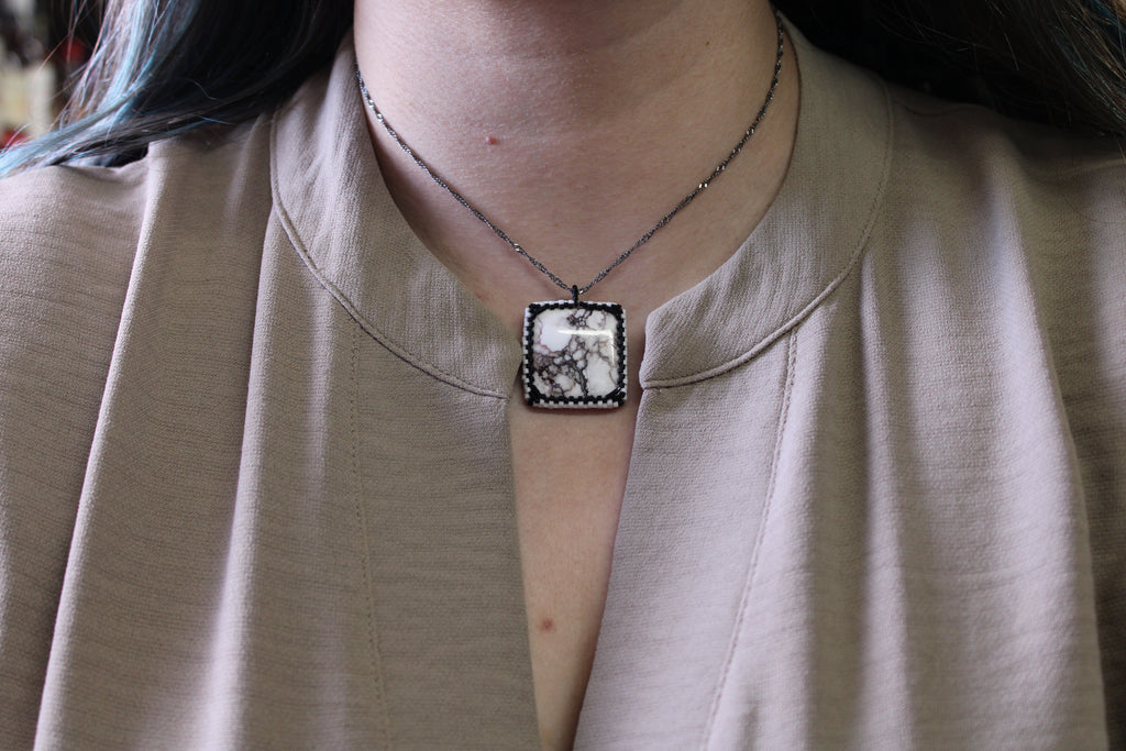 White Horse Magnesite Pendant Necklace