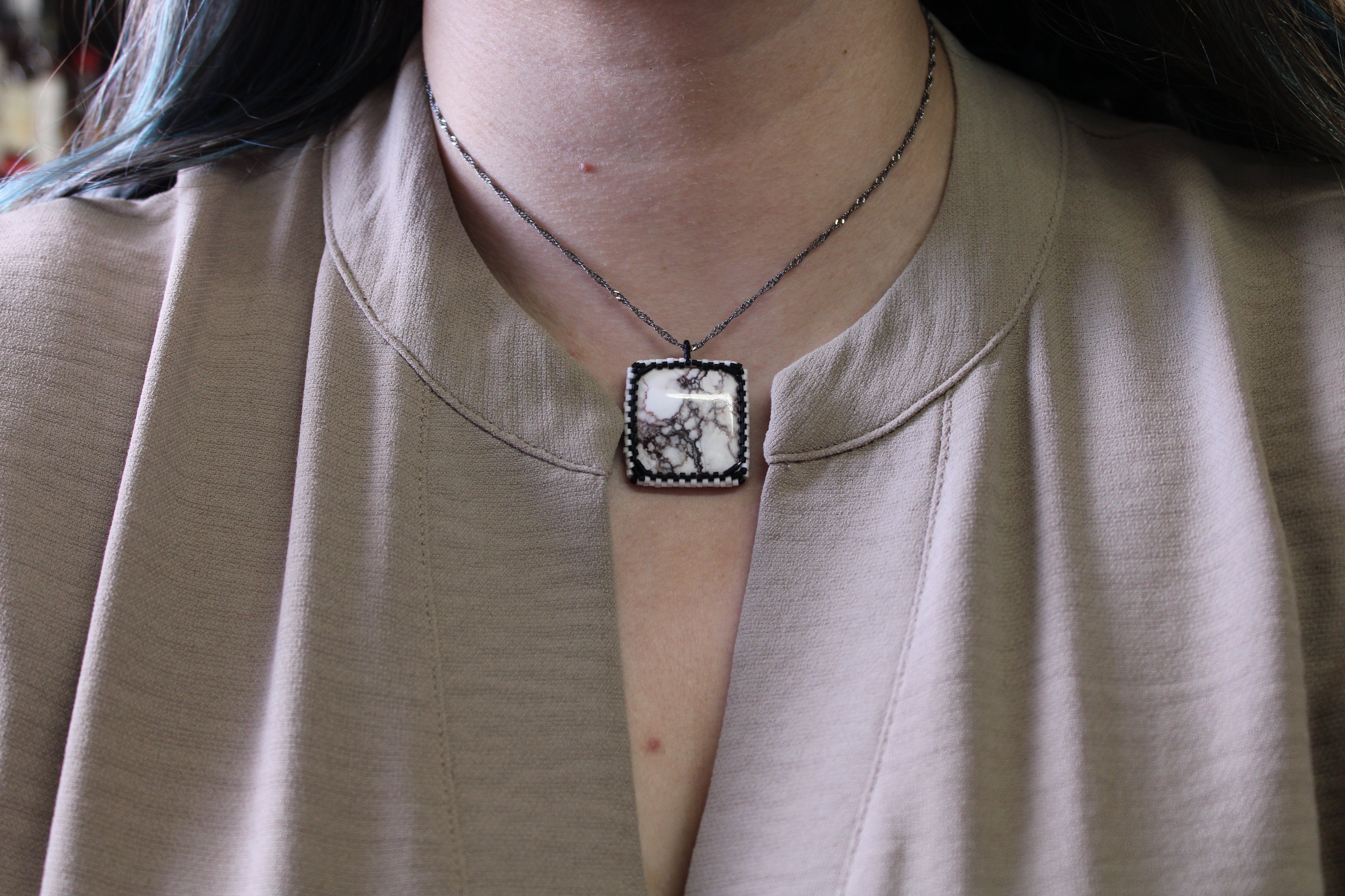 White Horse Magnesite Pendant Necklace
