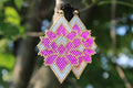 Pink and white Floral Brick Stitch Earrings