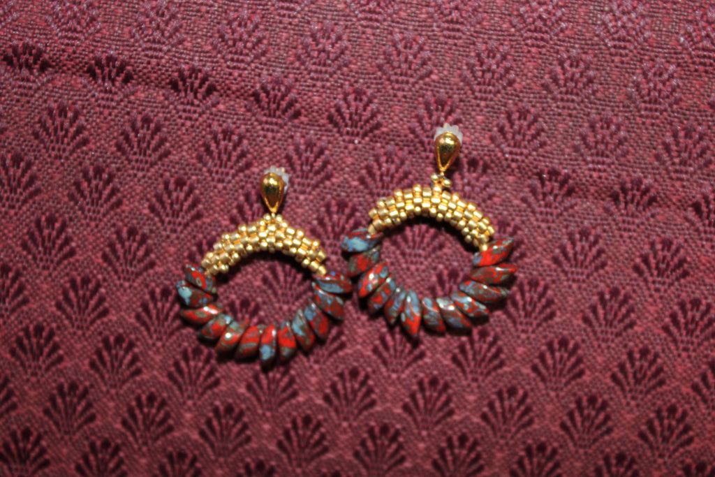 Red Magatama Earrings