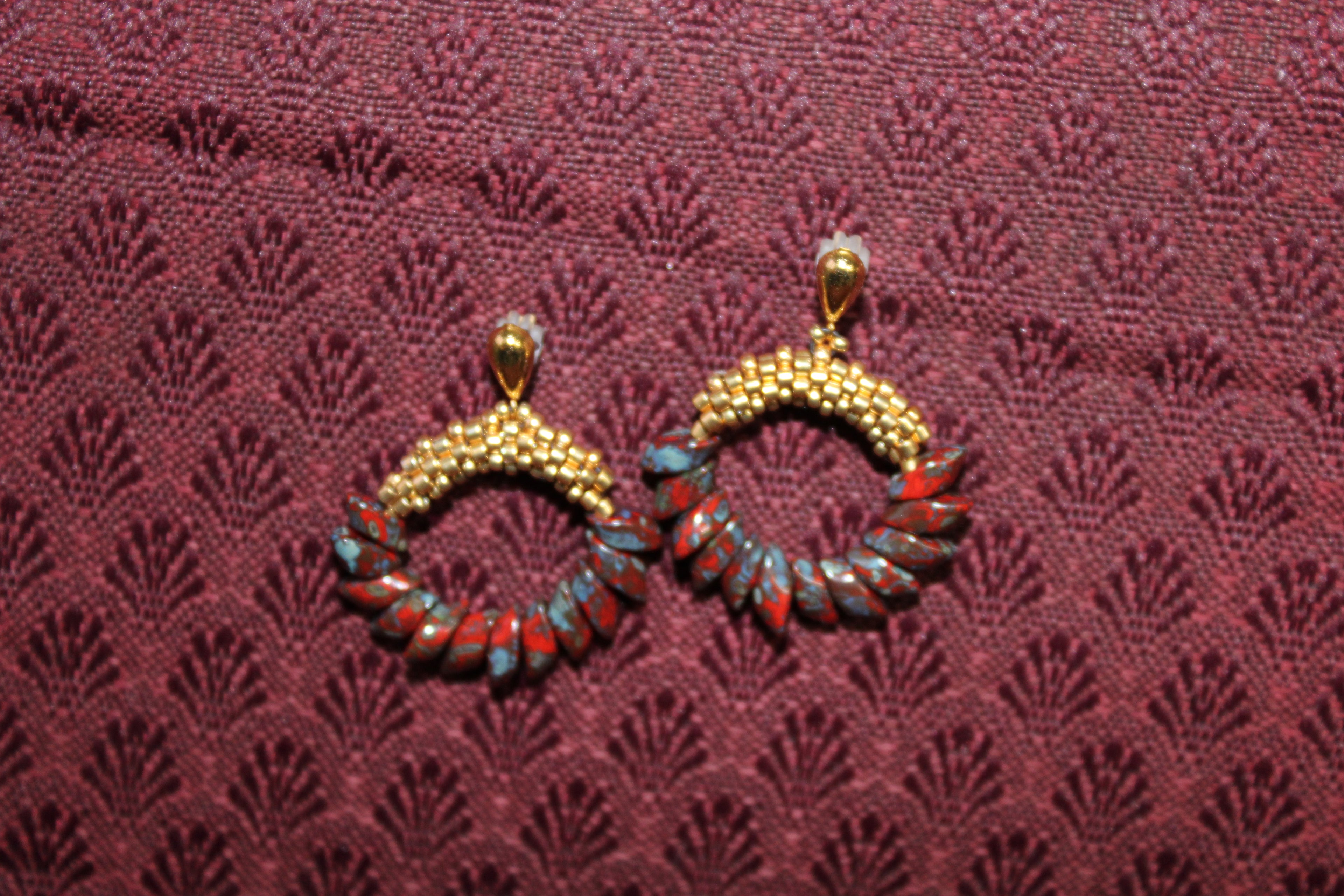 Red Magatama Earrings