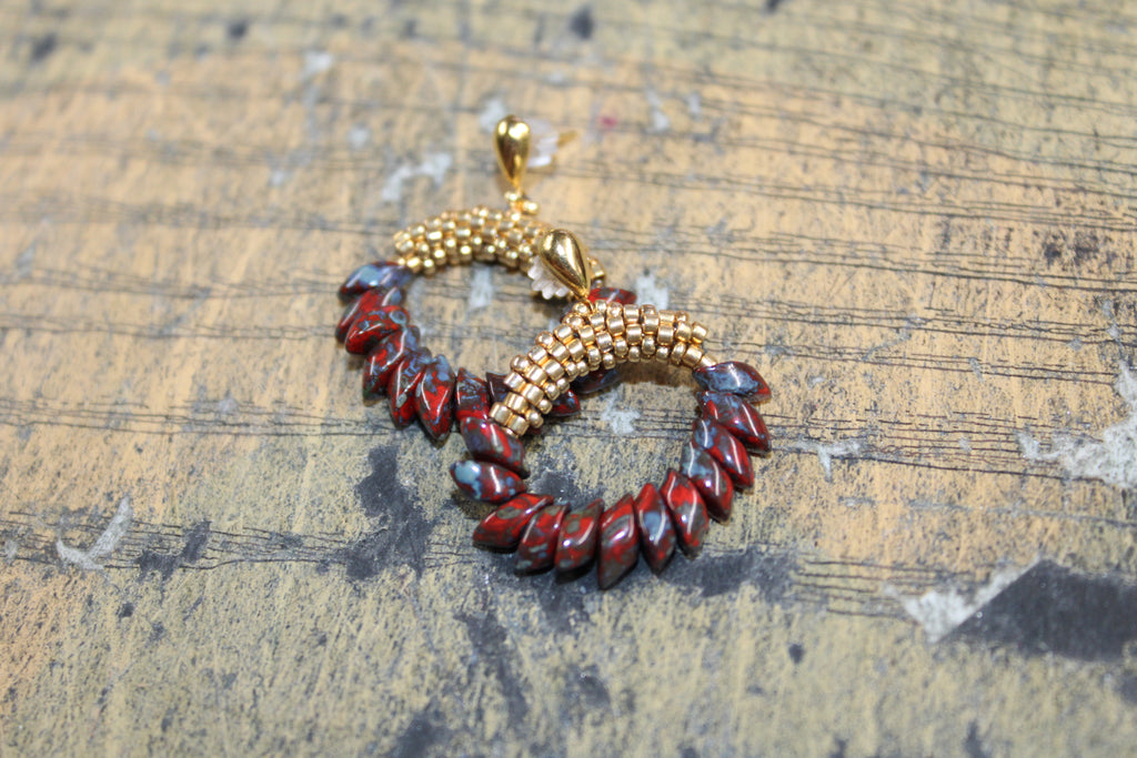 Red Magatama Earrings