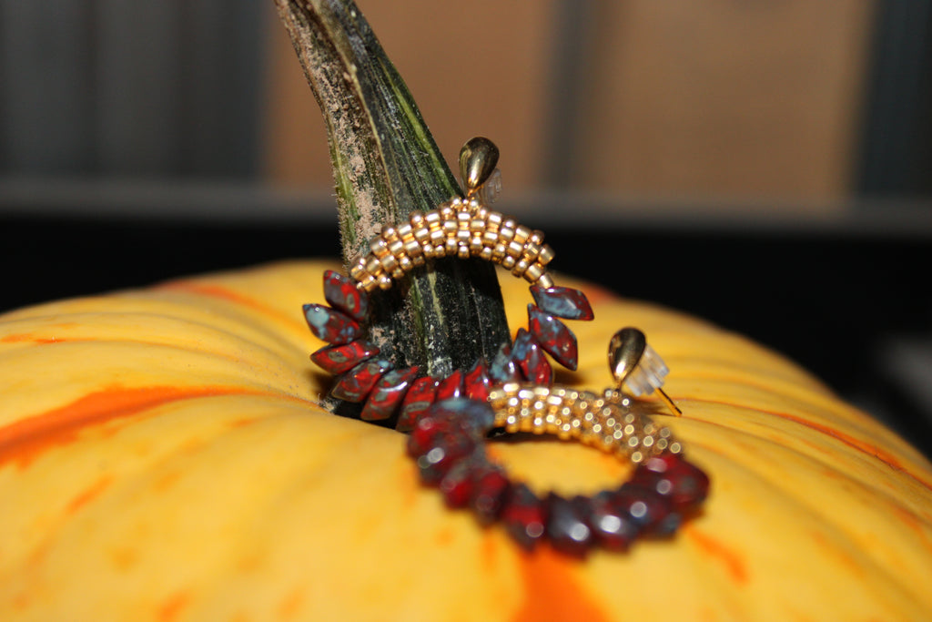 Red Magatama Earrings