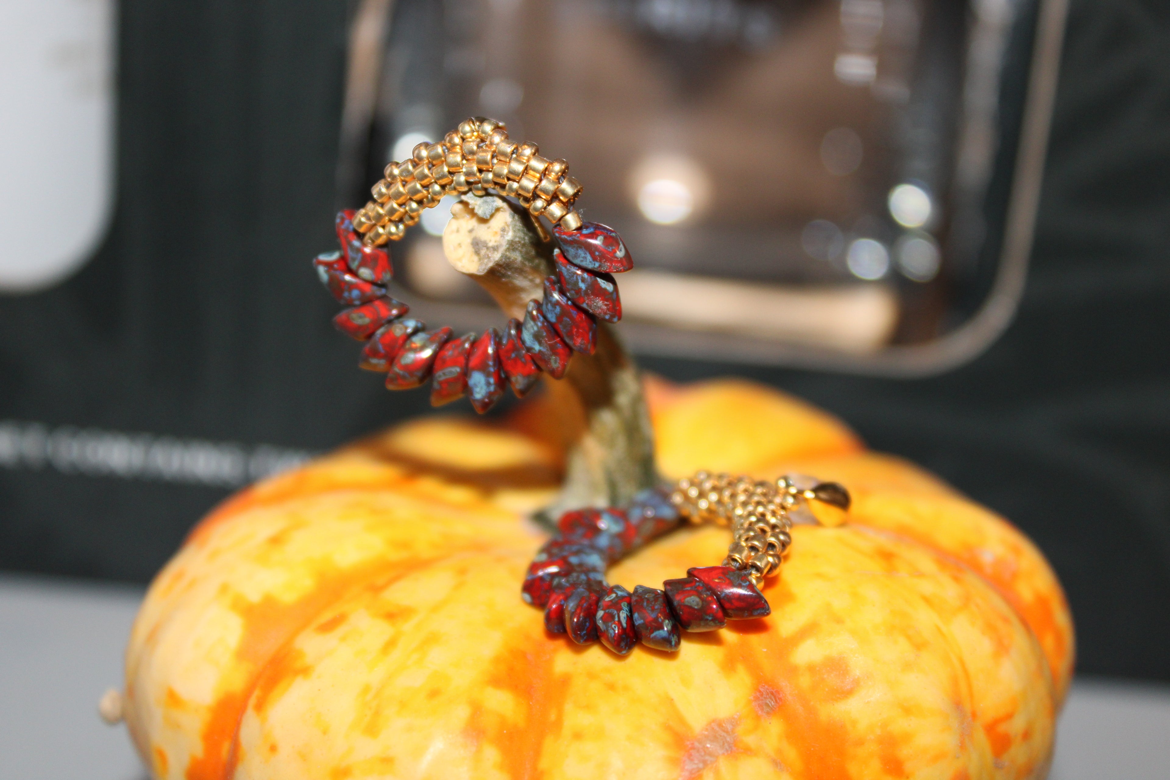Red Magatama Earrings