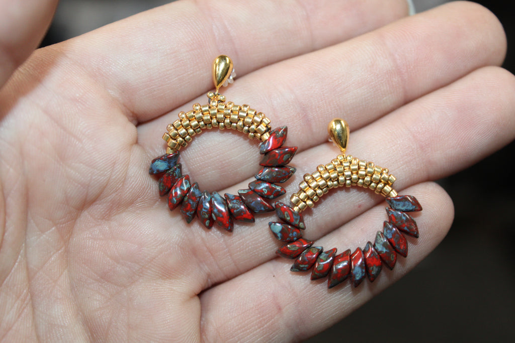 Red Magatama Earrings