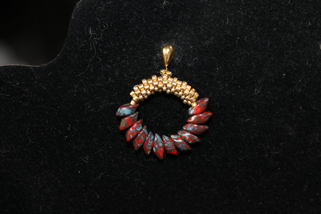 Red Magatama Earrings