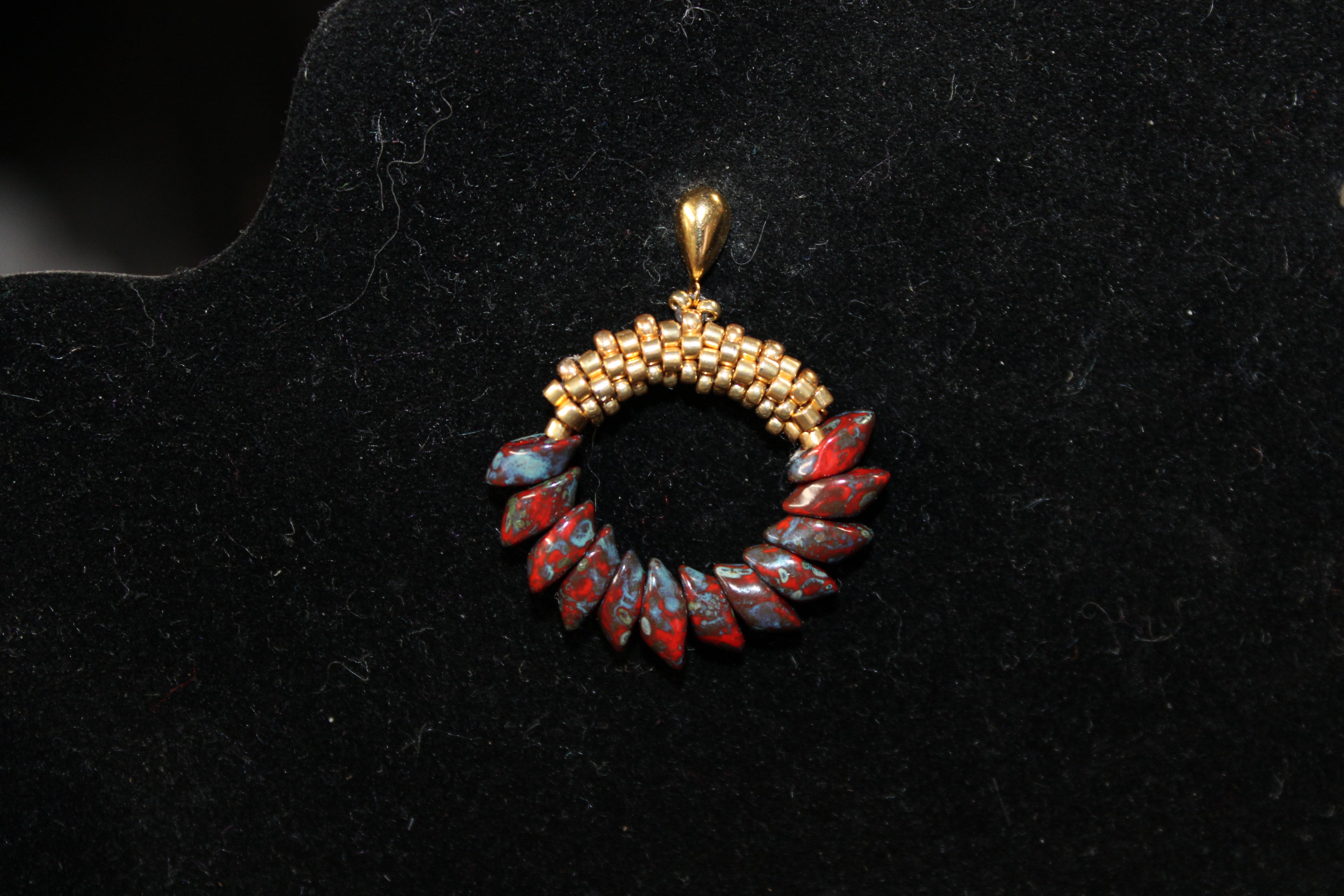 Red Magatama Earrings