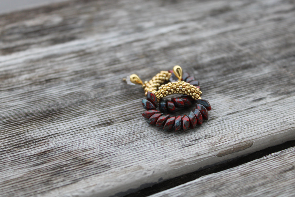 Red Magatama Earrings