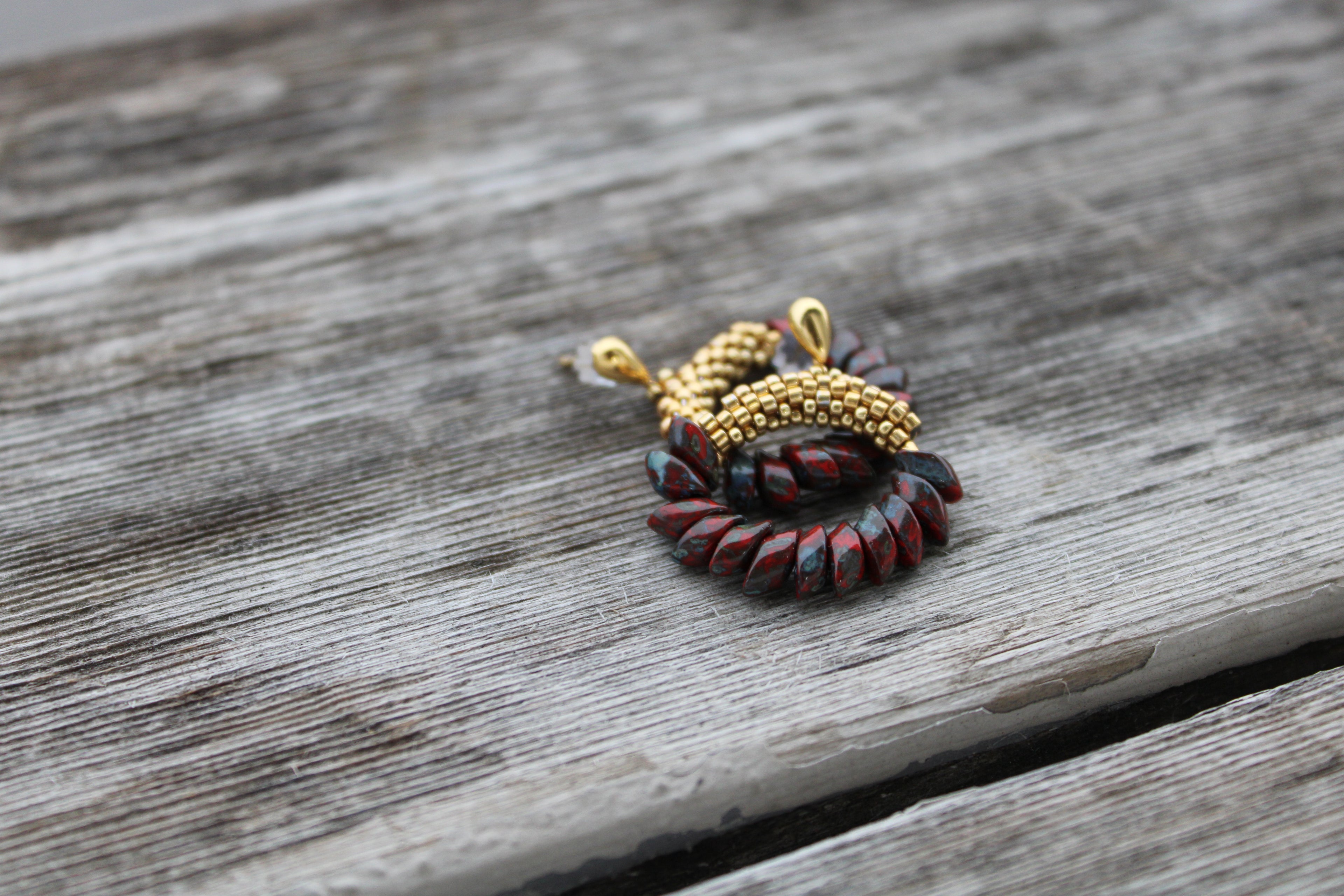 Red Magatama Earrings