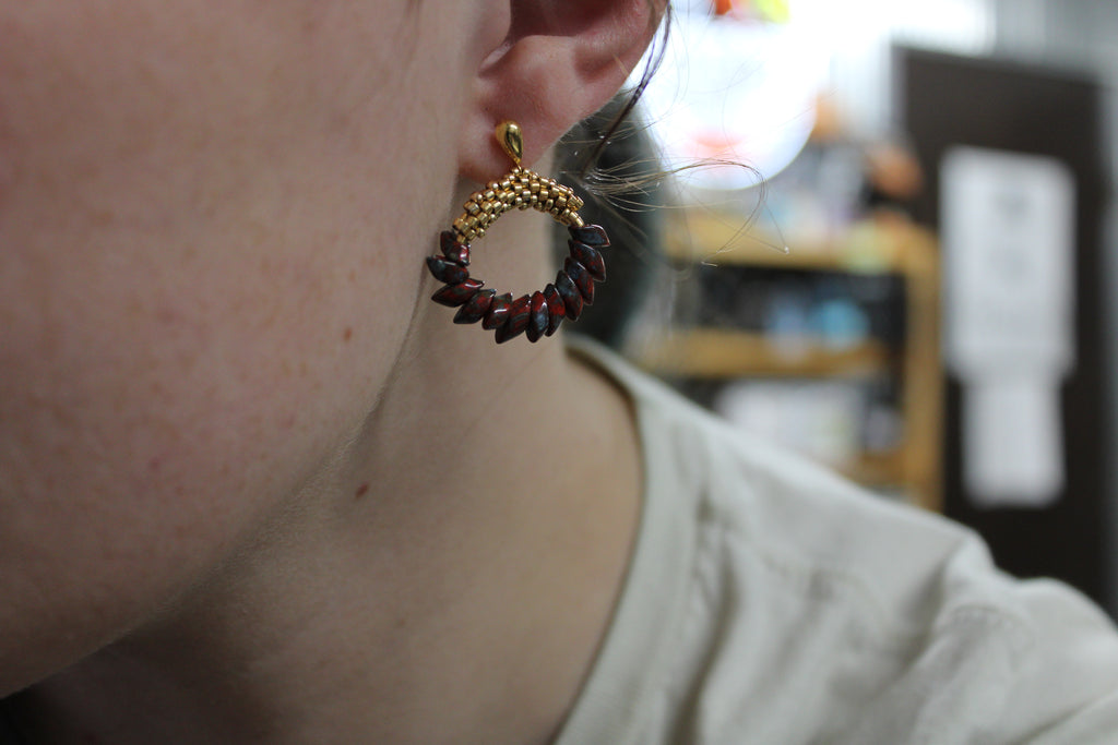 Red Magatama Earrings