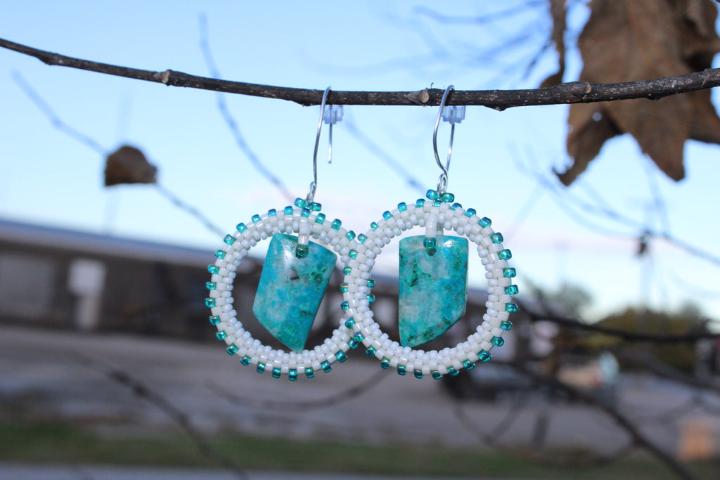 Chrysocolla Circle Earrings