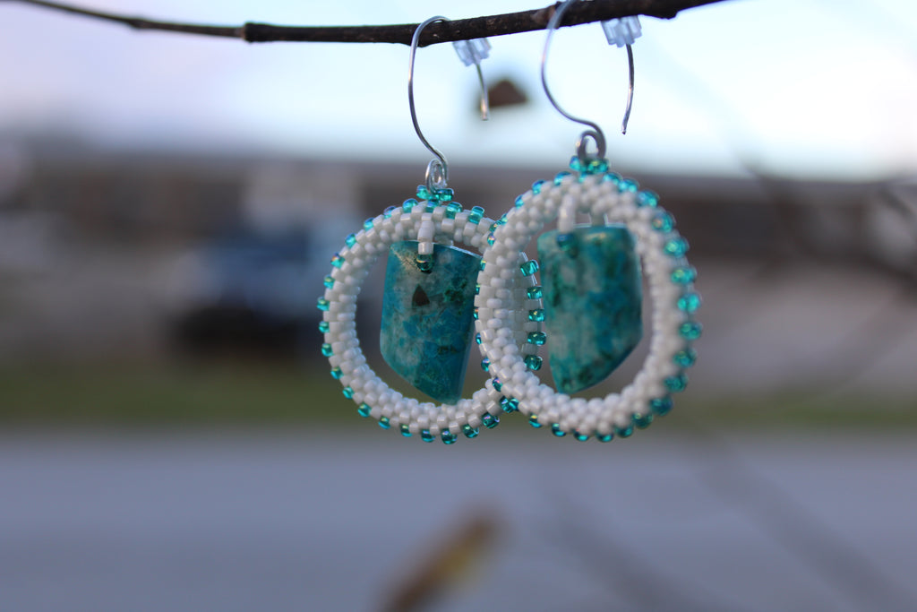 Chrysocolla Circle Earrings