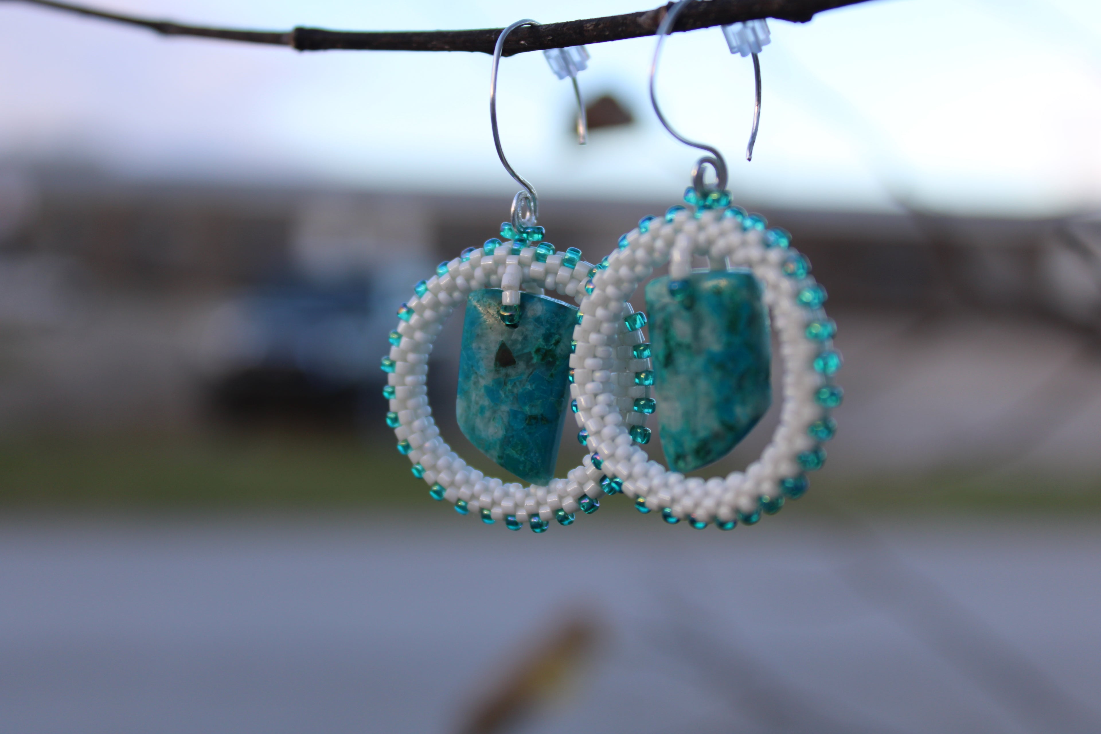 Chrysocolla Circle Earrings