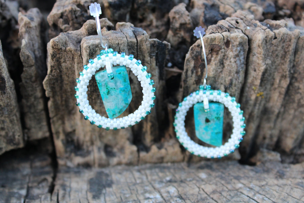 Chrysocolla Circle Earrings