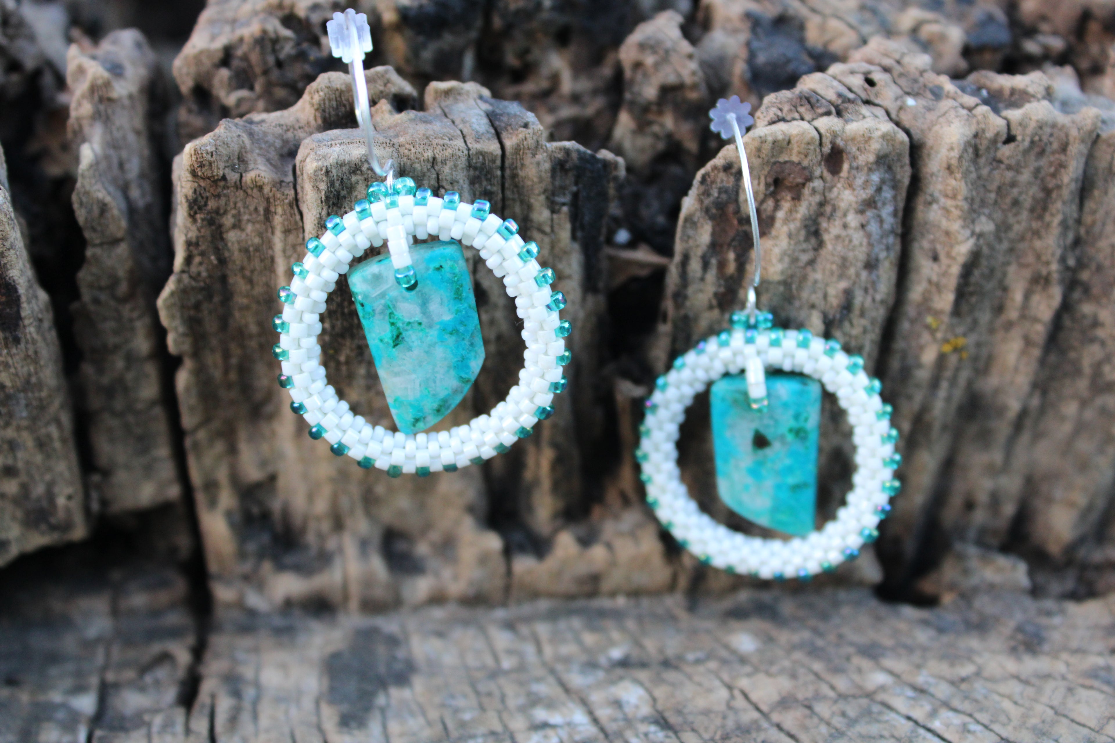 Chrysocolla Circle Earrings
