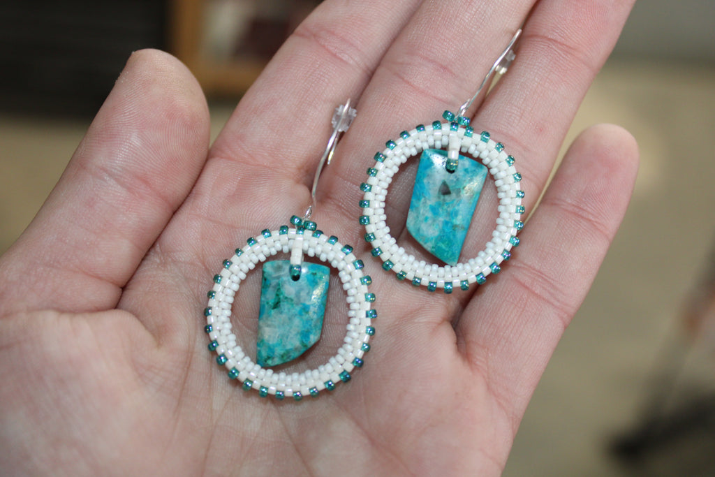 Chrysocolla Circle Earrings