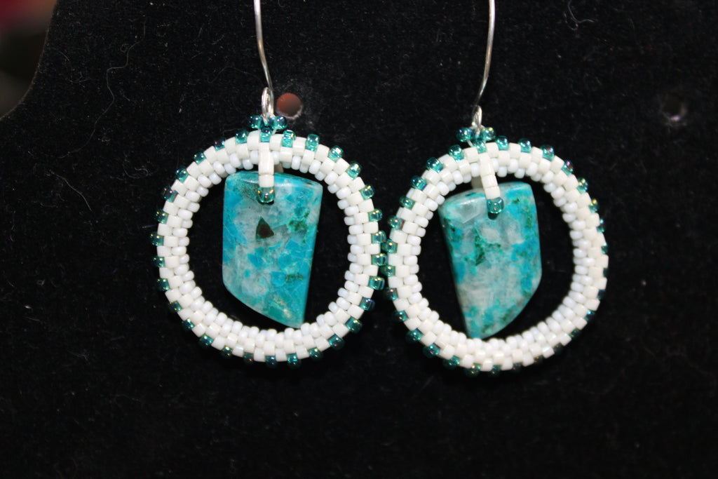 Chrysocolla Circle Earrings