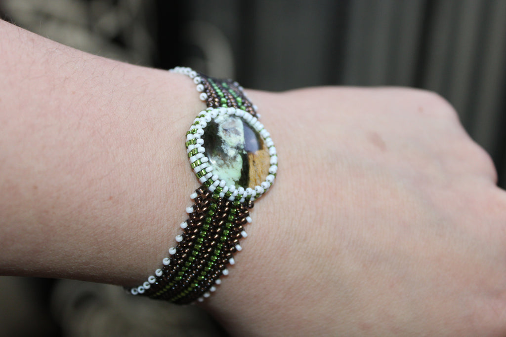 Polychrome Jasper Narrow Cuff Bracelet