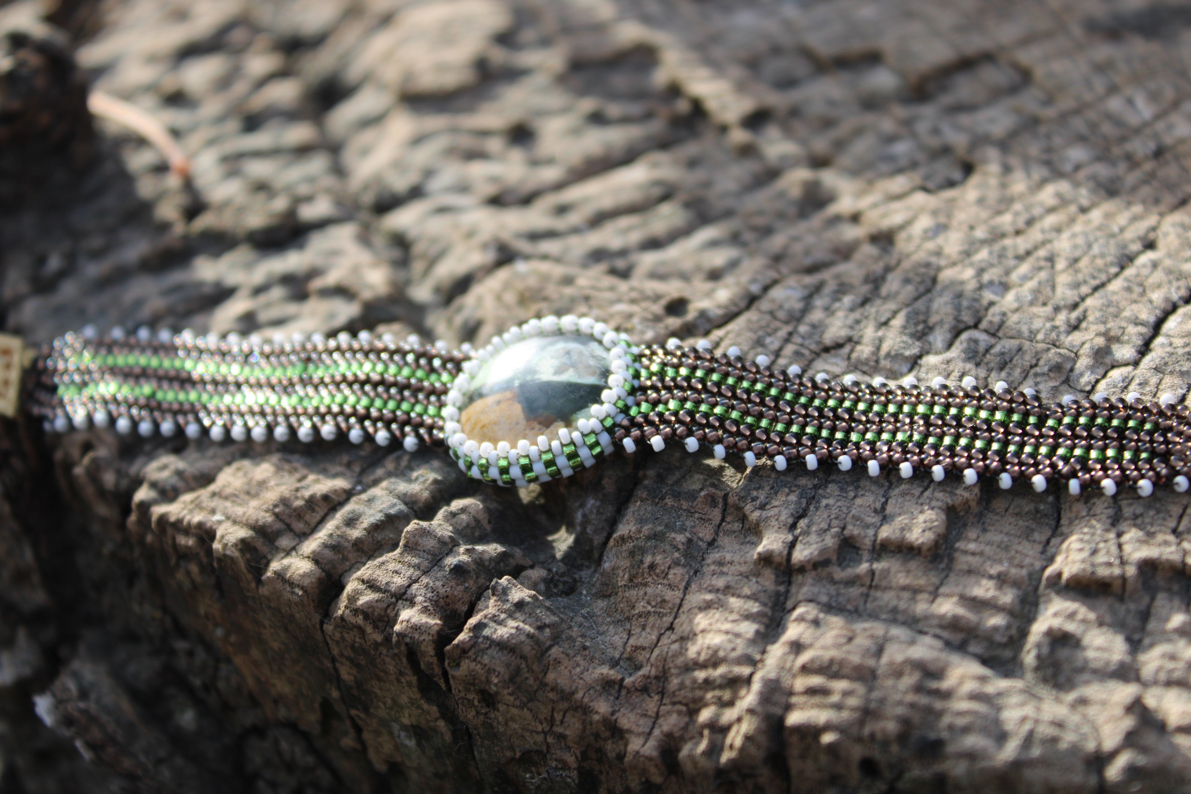 Polychrome Jasper Narrow Cuff Bracelet