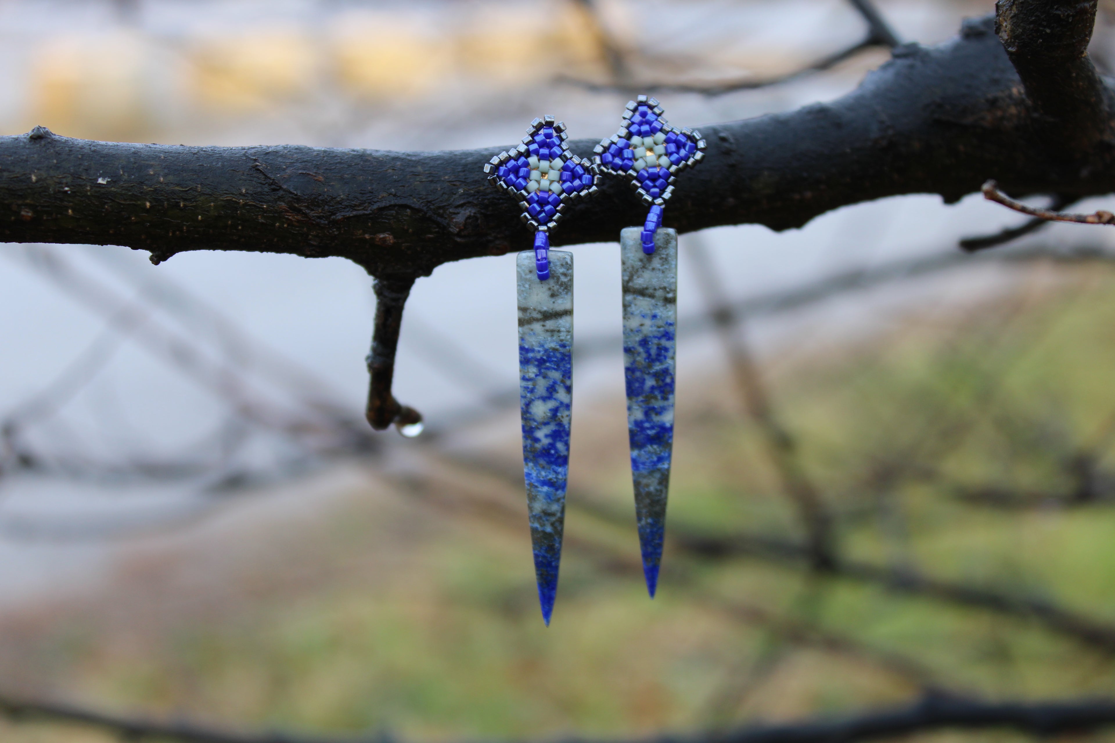 Lapis Lazuli Spike Earrings
