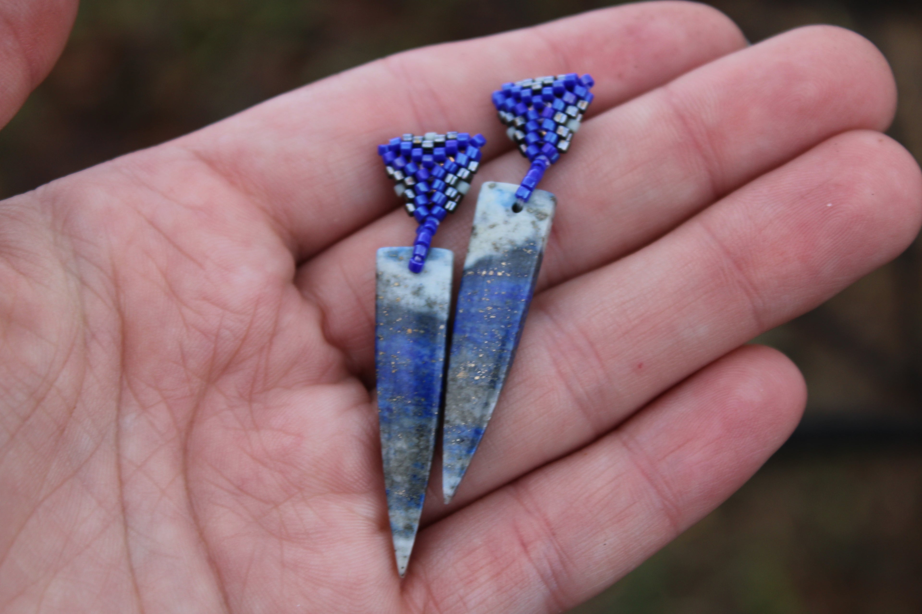 Lapis Lazuli Spike Earrings