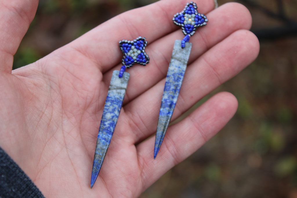 Lapis Lazuli Spike Earrings
