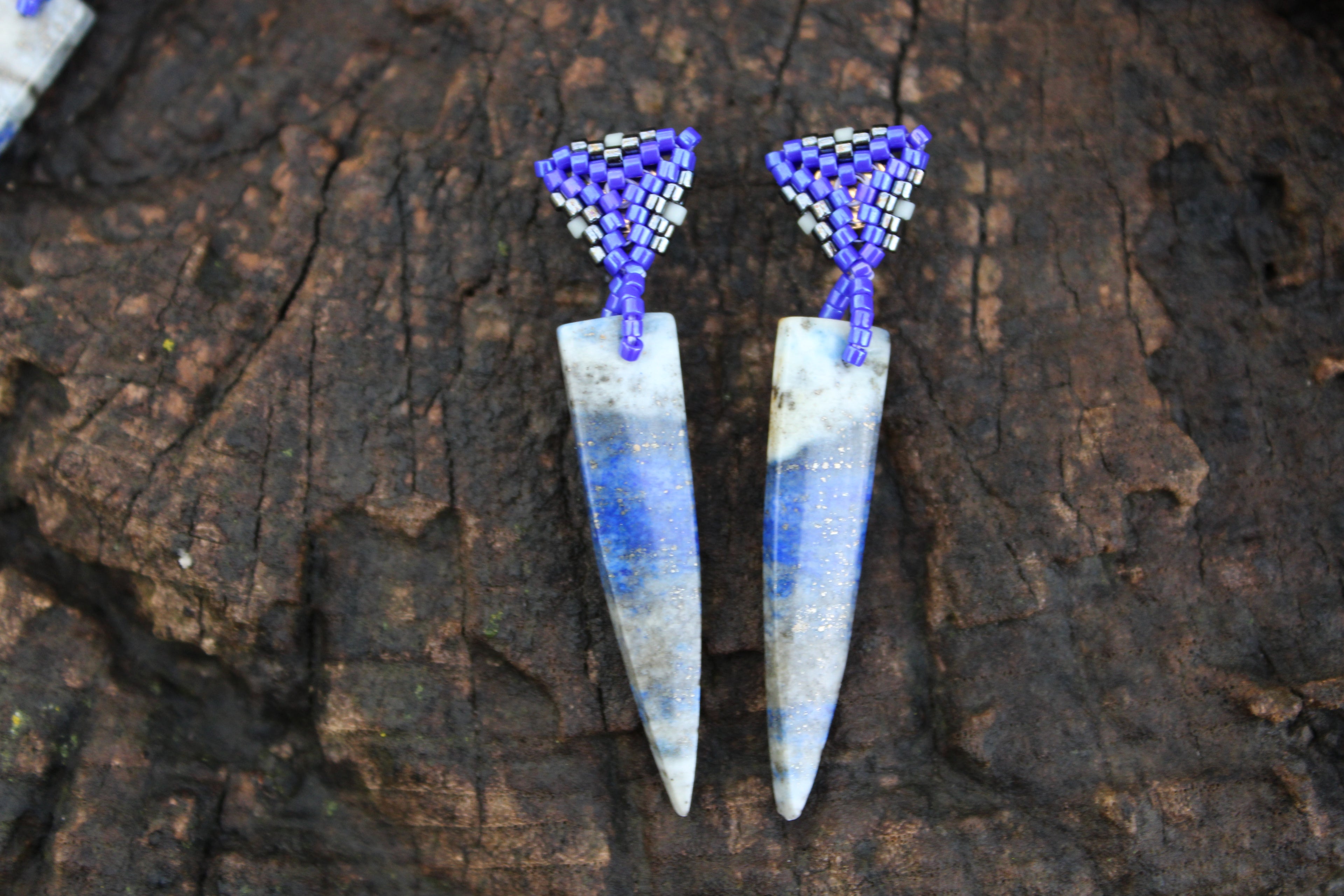 Lapis Lazuli Spike Earrings